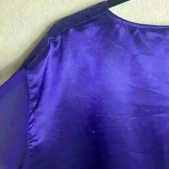 Vintage Victoria Secret M/L Nightgown Purple Pearl Button Down Sheer Sleeves - Picture 4 of 7